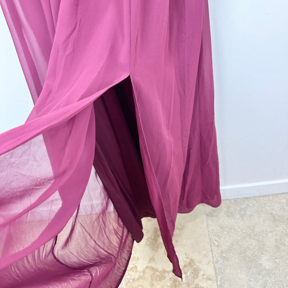 Lulu's Wine V-Neck Maxi Dress with Side Slit - Picture 8 of 11